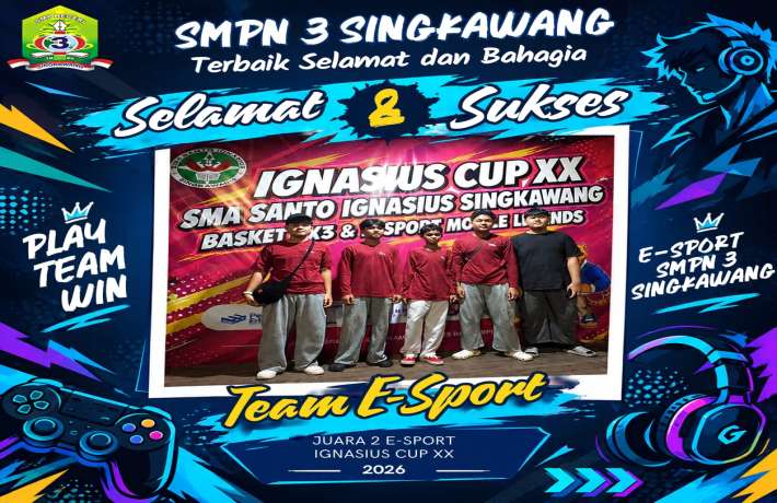 Tim E-Sport SMPN 3 Singkawang Raih Juara 2 Ignasius Cup XX 2026